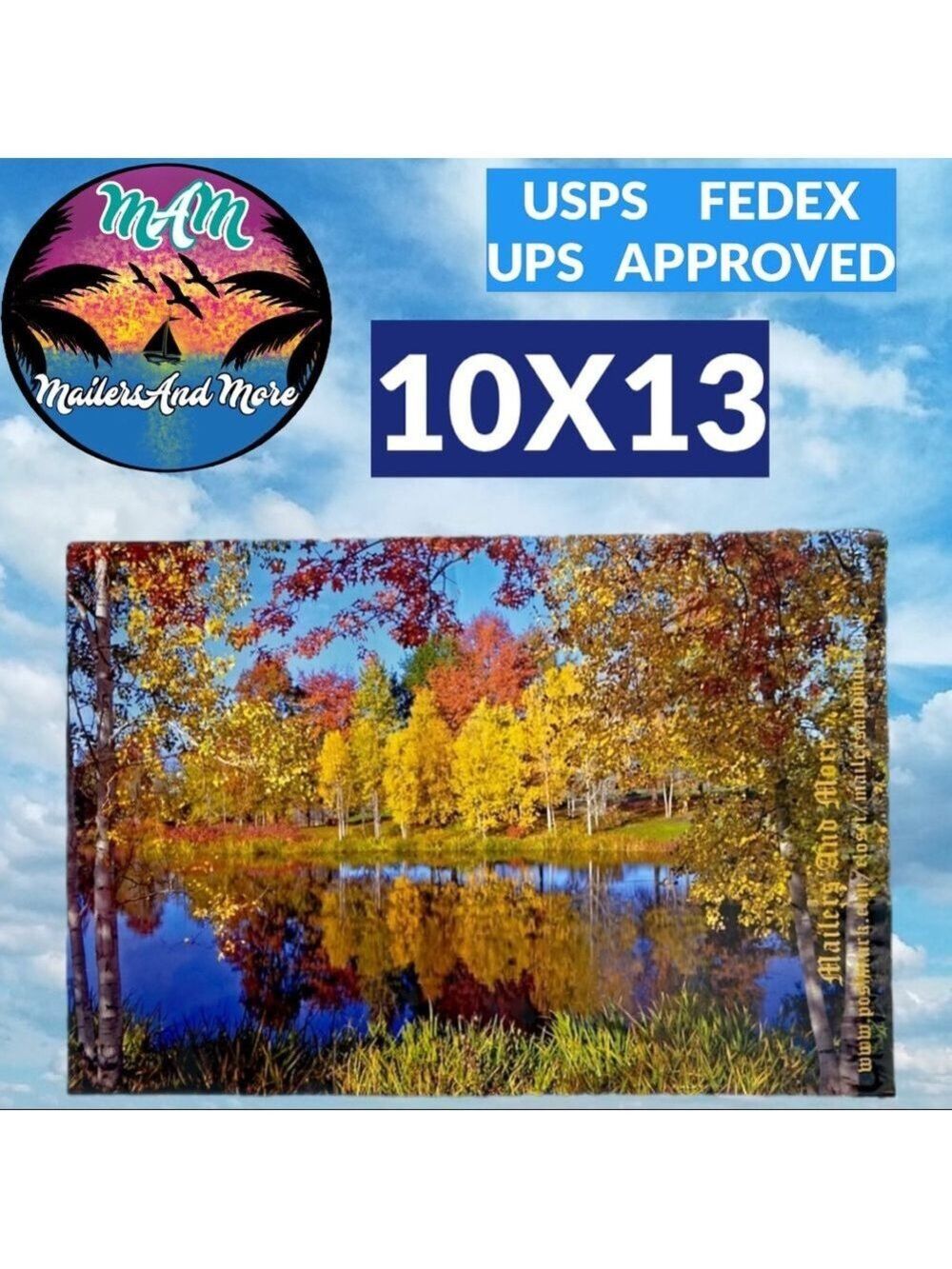 25 10X13 Poly Mailers Autumn Lake Shipping Envelopes PRICE IS FIRM Fall - Picture 6 of 9